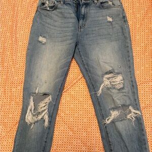 KanCan Ripped Blue Ankle Jeans